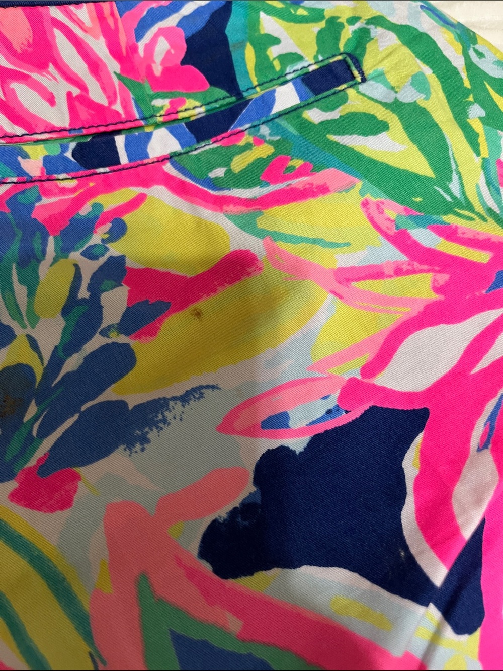 Lilly Pulitzer Navy Floral Bermuda Shorts with Pink & Green Print - Picture 3 of 5